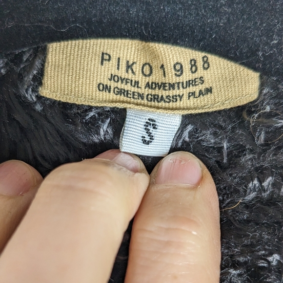 Black suede shearling cropped‎ jacket, vintage style, Pico 1988 size S - Picture 10 of 16